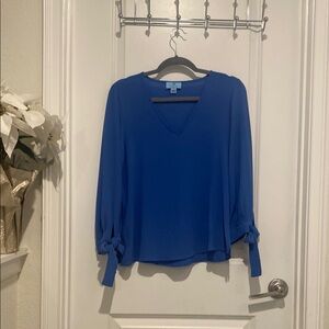 Blue V-Neck Women's Top